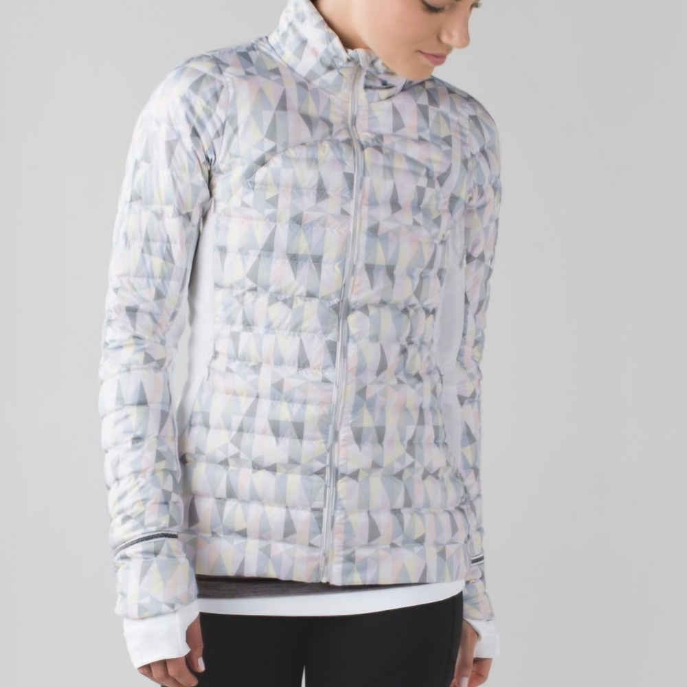 Lululemon Fluff Off Jacket Stained Glass Love White Neutral Blush / Tonka Stri